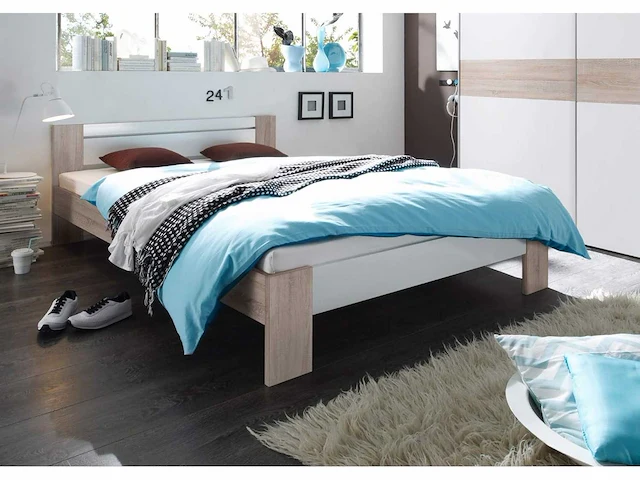 Bed 140 x 200 cm - sonoma en wit - afbeelding 8 van  12