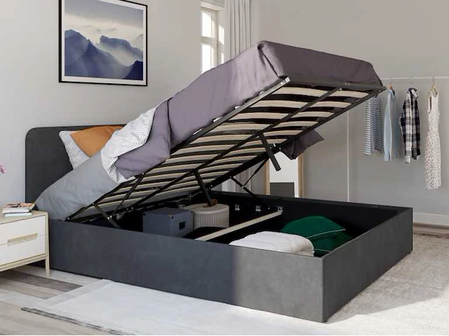 Bed 160 x 200 cm - grijs fluweel - afbeelding 1 van  8