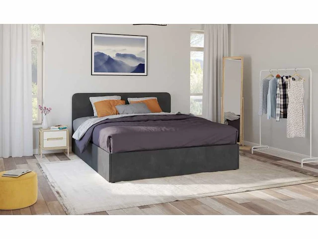 Bed 160 x 200 cm - grijs fluweel - afbeelding 2 van  8
