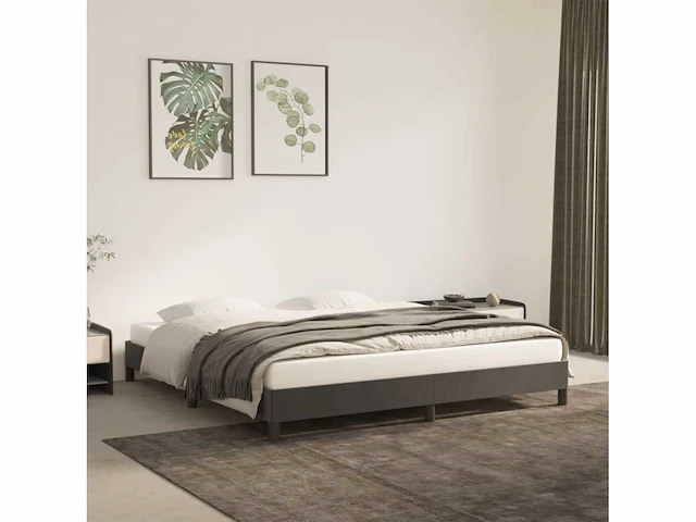Bed 160x200 cm - donkergrijs fluweel - afbeelding 2 van  8