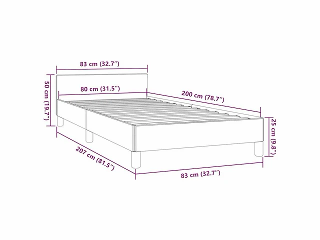 Bed 80x200 cm - donkergrijze stof (x2) - afbeelding 3 van  11