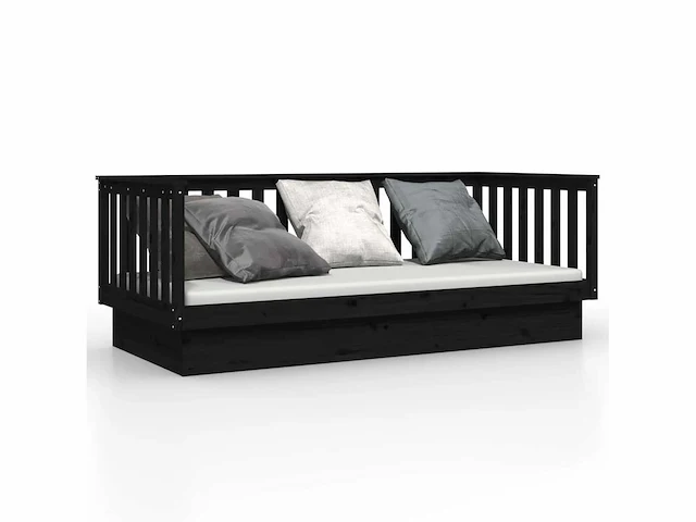 Bed 80x200 cm - massief grenen - zwart - afbeelding 3 van  9