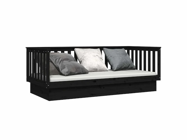 Bed 80x200 cm - massief grenen - zwart - afbeelding 4 van  9