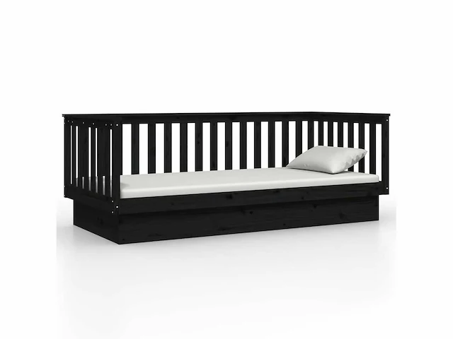 Bed 80x200 cm - massief grenen - zwart - afbeelding 5 van  9