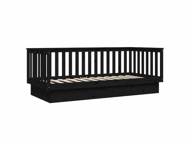 Bed 80x200 cm - massief grenen - zwart - afbeelding 7 van  9