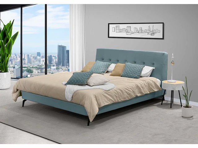 Bed dana lichtgrijs & lyla blauw - 160x200 (5x) - afbeelding 2 van  7