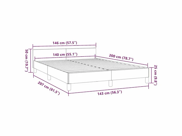 Bed met hoofdeinde - zwart 140x200 cm (x2) - afbeelding 9 van  9