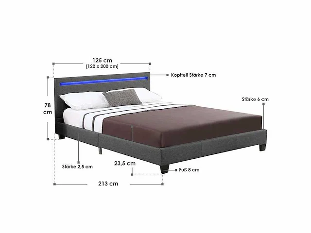 Bed met led verlichting en lattenbodem 120x200cm - afbeelding 7 van  7