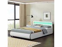Bed met led-verlichting en lattenbodem 140 x 200 - wit - afbeelding 1 van  8