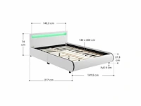 Bed met led-verlichting en lattenbodem 140 x 200 - wit - afbeelding 7 van  8