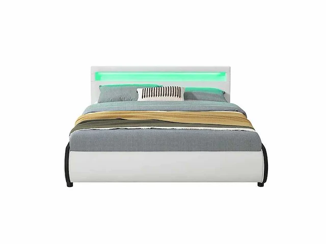 Bed met led-verlichting en lattenbodem 140 x 200 - wit - afbeelding 8 van  8