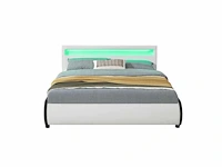 Bed met led-verlichting en lattenbodem 140 x 200 - wit - afbeelding 8 van  8