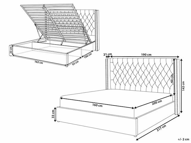 Bed met zwarte fluwelen kist 160 x 200 cm - afbeelding 6 van  6