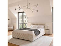 Bed van 120x200 cm met led-verlichting, fluwelen bekleding en opbergruimte - afbeelding 1 van  6
