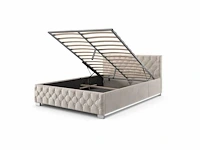 Bed van 120x200 cm met led-verlichting, fluwelen bekleding en opbergruimte - afbeelding 3 van  6