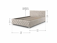 Bed van 120x200 cm met led-verlichting, fluwelen bekleding en opbergruimte - afbeelding 6 van  6