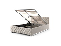 Bed van 180x200 cm met led-verlichting, fluwelen hoes en opbergruimte - afbeelding 3 van  6