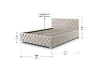 Bed van 180x200 cm met led-verlichting, fluwelen hoes en opbergruimte - afbeelding 6 van  6