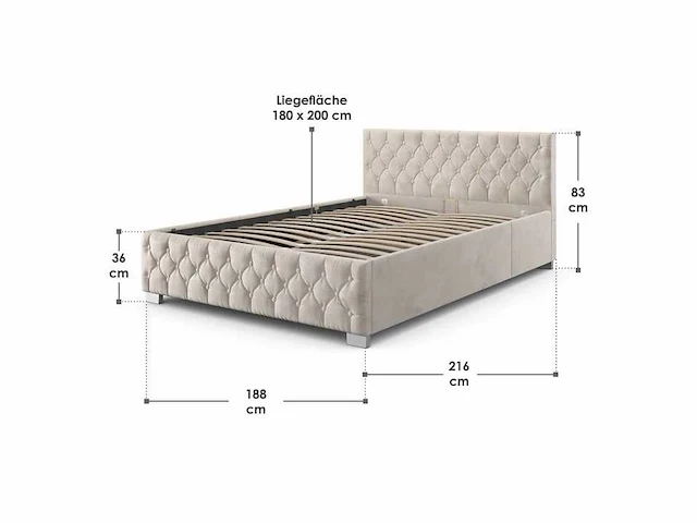 Bed van 180x200 met led-verlichting en bedstee - afbeelding 8 van  8
