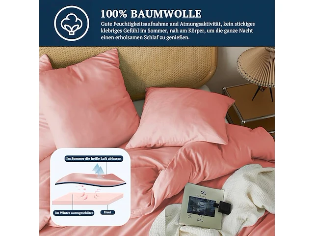 Beddengoedset 200x220cm roze - afbeelding 2 van  3