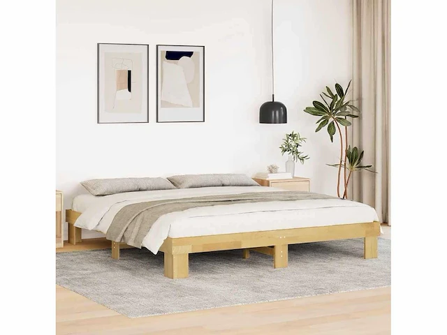 Bedframe zonder matras 180x200 cm massief eikenhout - afbeelding 2 van  4