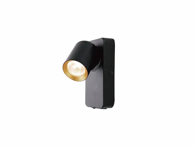 Bedlamp wandlamp gu10 armatuur cilinder zand zwart en goud draaibaar (2x) - afbeelding 2 van  3