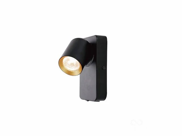 Bedlamp wandlamp gu10 armatuur cilinder zand zwart en goud draaibaar - afbeelding 1 van  3