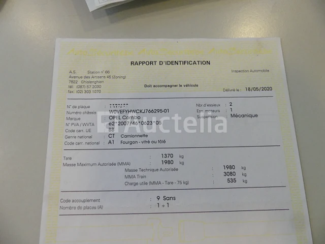 Bedrijfswagen opel combo (2020-ca. 76.876 km-vin:wovefyhwckj766295) - afbeelding 8 van  26