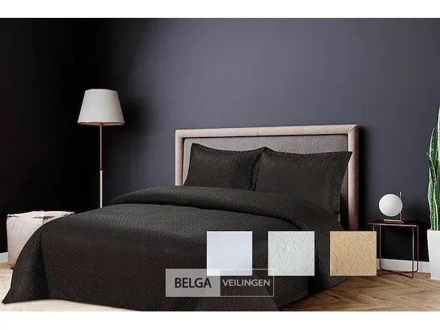 Bedsprei emsa 260 x 245 anti allergisch zwart + kussensloop - afbeelding 1 van  3
