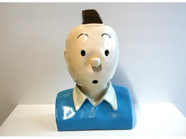 Beeld buste kuifje - blauw - 20 x 33 cm - afbeelding 1 van  9