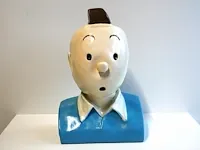 Beeld buste kuifje - blauw - 20 x 33 cm - afbeelding 1 van  9