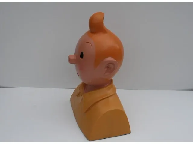 Beeld buste kuifje - geel - 20 x 32 cm - afbeelding 3 van  8