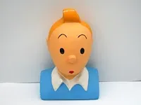 Beeld buste kuifje gips - blauw - 21 x 32 cm - afbeelding 3 van  10
