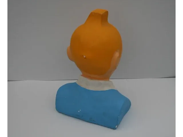 Beeld buste kuifje gips - blauw - 21 x 32 cm - afbeelding 7 van  10