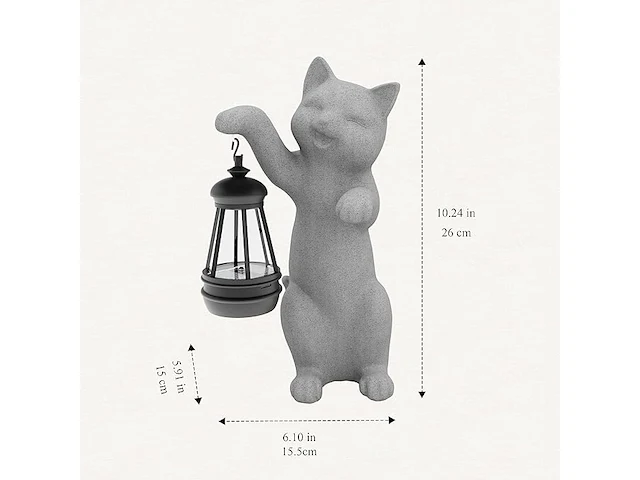 Beeld kat met solar-lantaarn - afbeelding 2 van  3