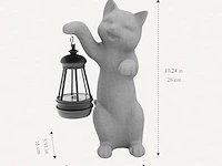 Beeld kat met solar-lantaarn - afbeelding 2 van  3