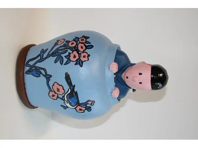 Beeld kuifje blauwe lotus - steen - 15 x 26 cm - afbeelding 4 van  11