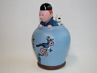 Beeld kuifje blauwe lotus - steen - 15 x 26 cm - afbeelding 5 van  11