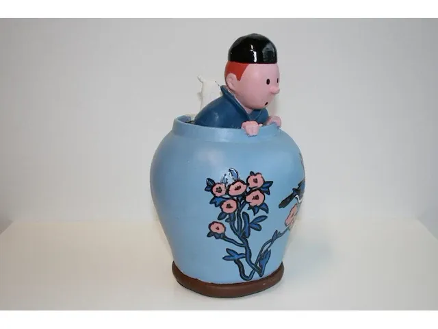 Beeld kuifje blauwe lotus - steen - 15 x 26 cm - afbeelding 8 van  11