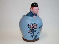Beeld kuifje blauwe lotus - steen - 15 x 26 cm - afbeelding 8 van  11