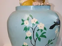 Beeld kuifje in blauwe vaas - blauwe lotus - 35 x 60 cm - afbeelding 2 van  14