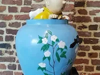 Beeld kuifje in blauwe vaas - blauwe lotus - 35 x 60 cm - afbeelding 6 van  14