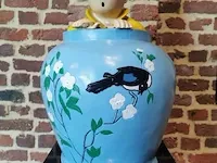 Beeld kuifje in blauwe vaas - blauwe lotus - 35 x 60 cm - afbeelding 7 van  14