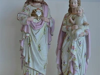 Beeld maria met kind h=43,5cm, beeld jezus h=46,5 cm - afbeelding 1 van  6