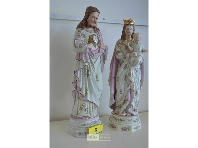 Beeld maria met kind h=43,5cm, beeld jezus h=46,5 cm - afbeelding 2 van  6