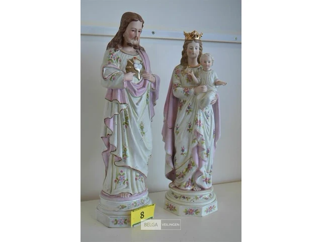 Beeld maria met kind h=43,5cm, beeld jezus h=46,5 cm - afbeelding 3 van  6