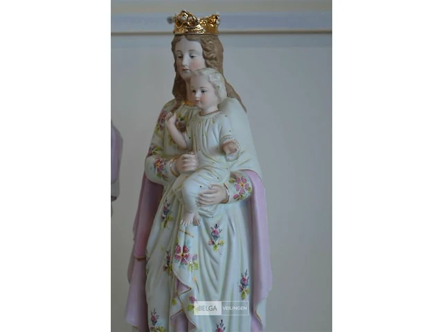 Beeld maria met kind h=43,5cm, beeld jezus h=46,5 cm - afbeelding 4 van  6