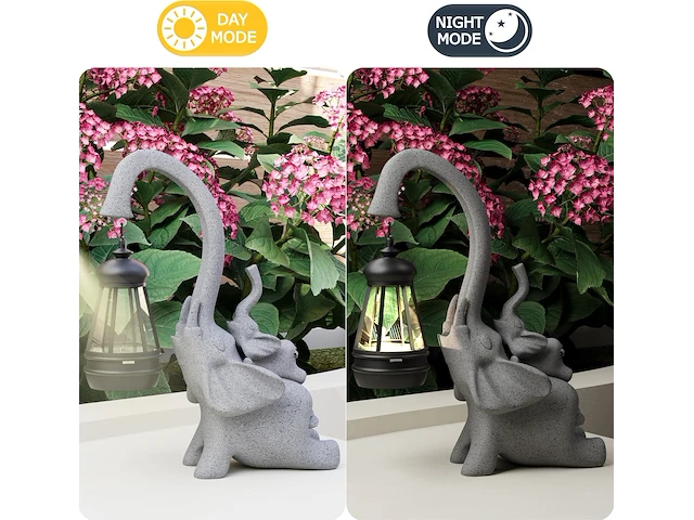 Beeld olifant met solar-lantaarn - afbeelding 5 van  5