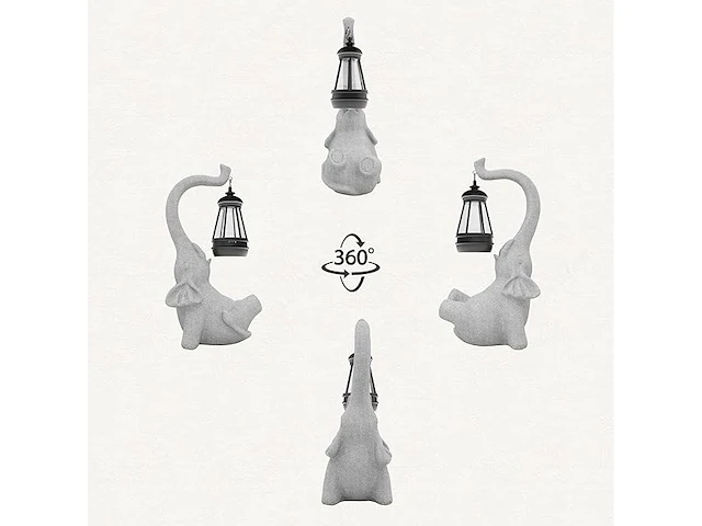 Beeld olifant met solar-lantaarn - afbeelding 3 van  3