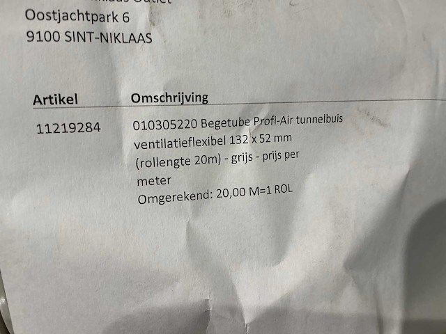 Begetube profi-air tunnelbuis ventilatieflexibel 132 x 52mm - afbeelding 2 van  2